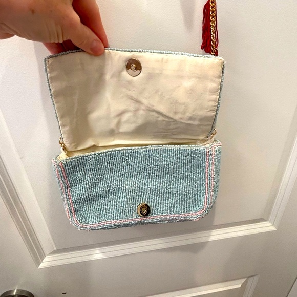 NWT Viral made in India beaded tomato gold chain tasseled bag - Picture 6 of 9